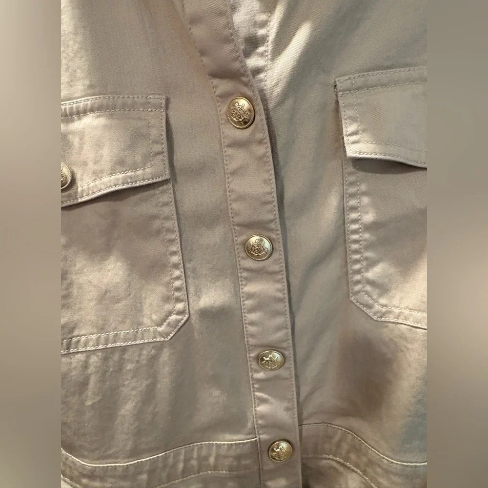 J. Crew Beige Button-Front A Line Belted Dress 10
